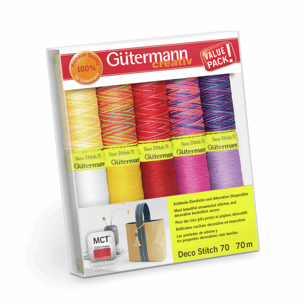 Gutermann Decorative Stitch Thread Set - 10 x 70m Reels - 702166 1