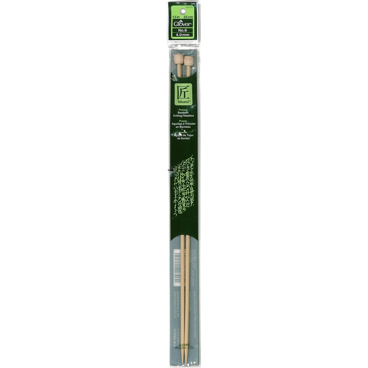 Takumi Bamboo Knitting Needles Single Pointed (13") No. 6