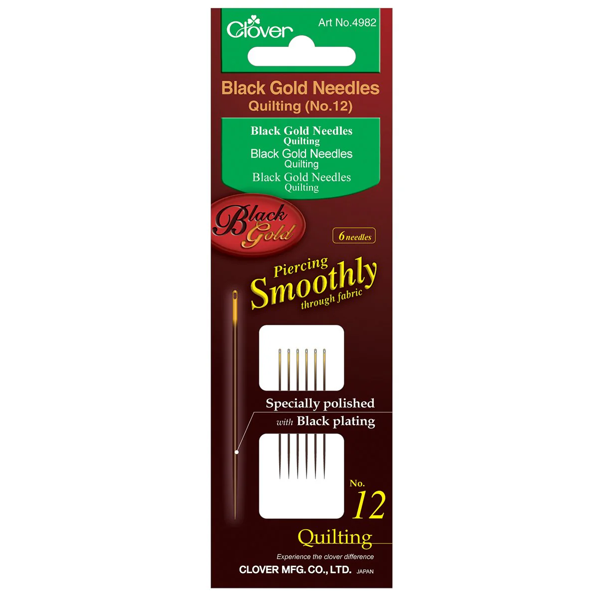 Black Gold Hand Sewing Needles (Quilting) No. 12