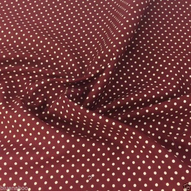 Burgundy Polka Dot,100% Cotton Fabric, perhalf metre, 112cm wide