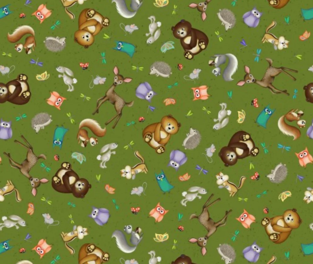 Enchanted Woods - Animals Allover Green