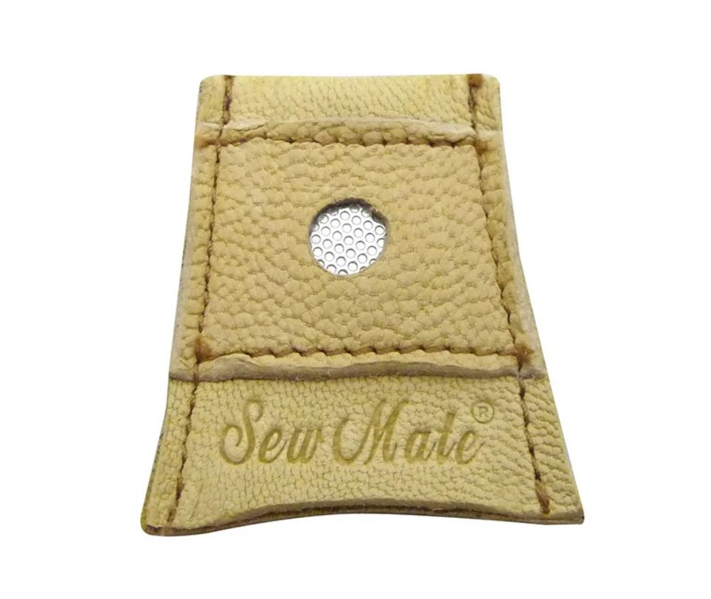 Leather Thimble With Metal Plate - Medium
