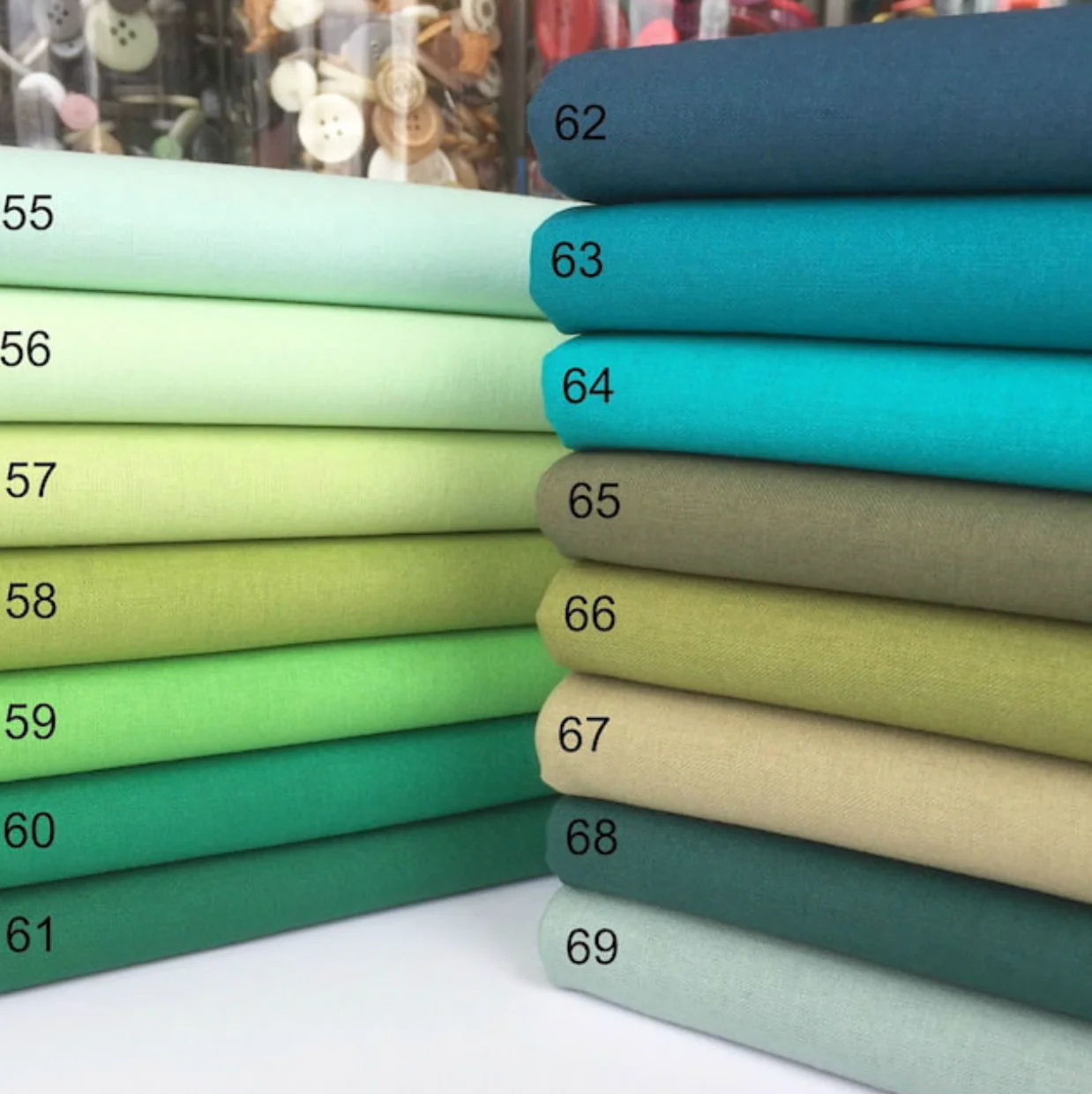15 Piece Green Blenders Fat Quarter Bundle Rainbow Craft