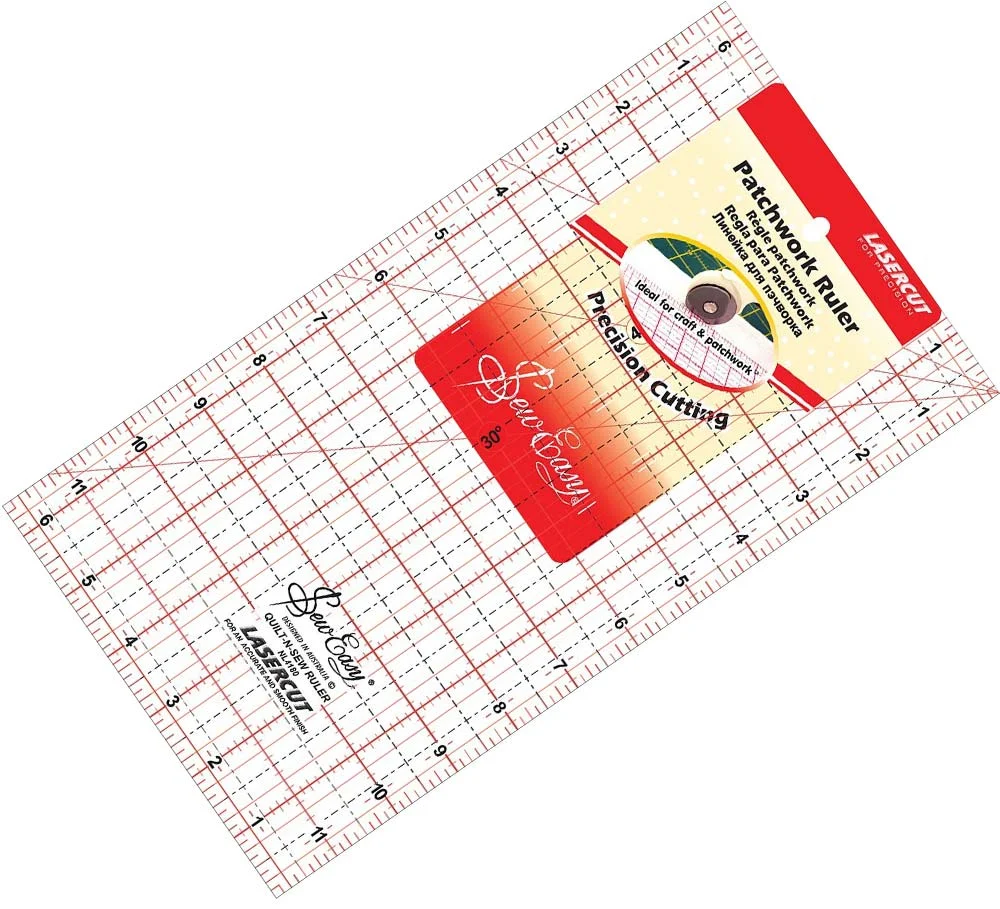 Sew Easy Patchwork Ruler 6.5" x 12" Quilt Ruler