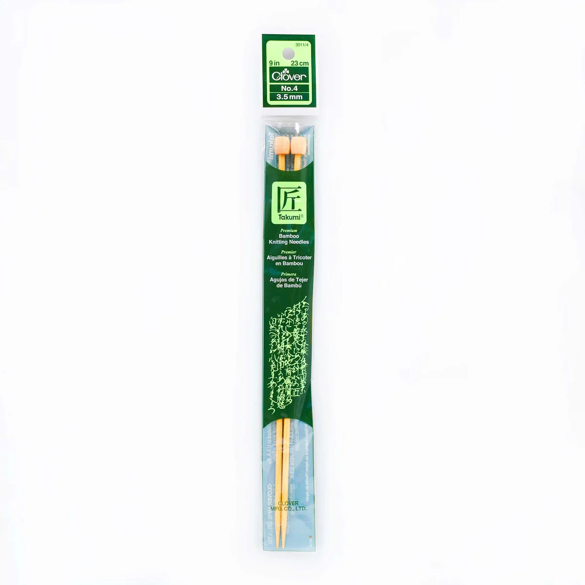 Takumi Bamboo Knitting Needles Single Pointed 9" No. 4 (3.5mm)
