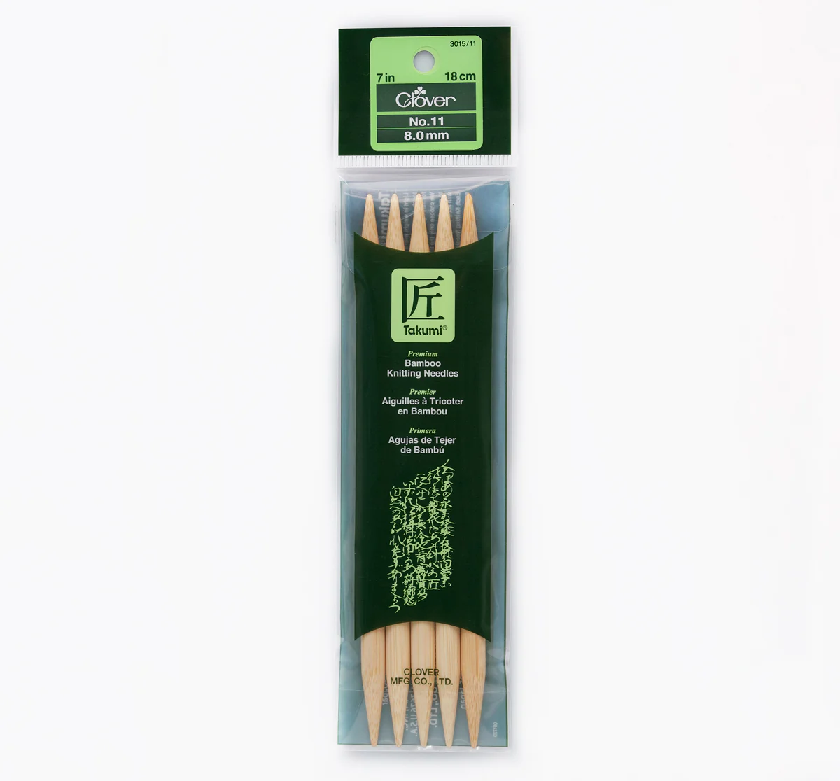 Takumi Bamboo Knitting Needles Double Pointed (7") No. 11