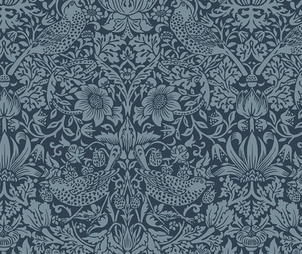 William Morris Wide Back Strawberry Thief Navy - 10cm Increments