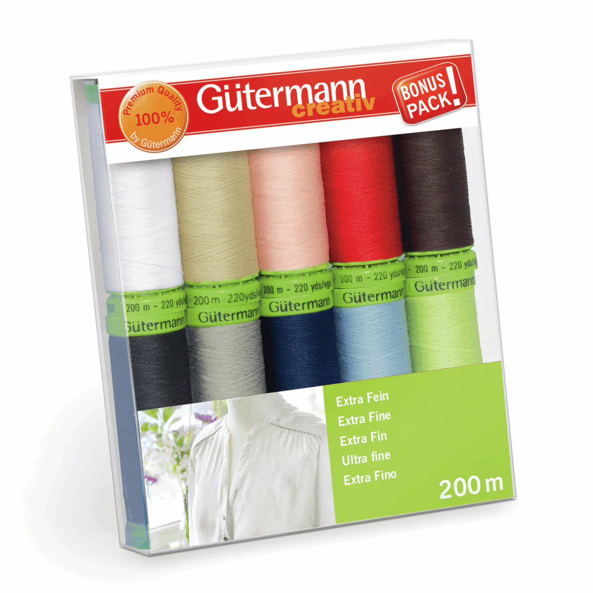 Gutermann Thread Set: Sew-All Extra Fine 200 - 10 x 200m - Assorted