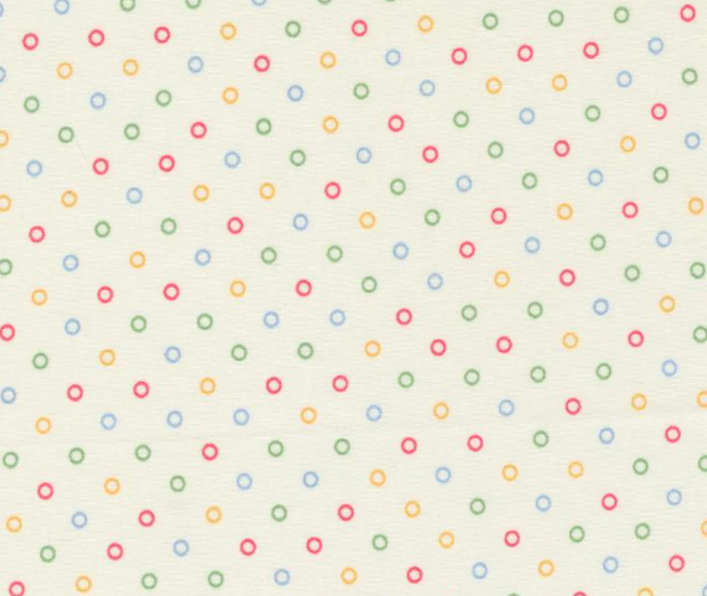 1930s Playtime Dotty Eggshell Multi 100% Cotton - 10cm Increments