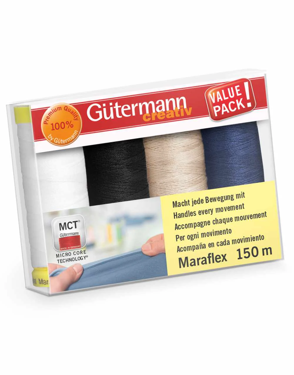 GutermannMaraflex Elastic Thread Set- 4 x 150m Basic Colours