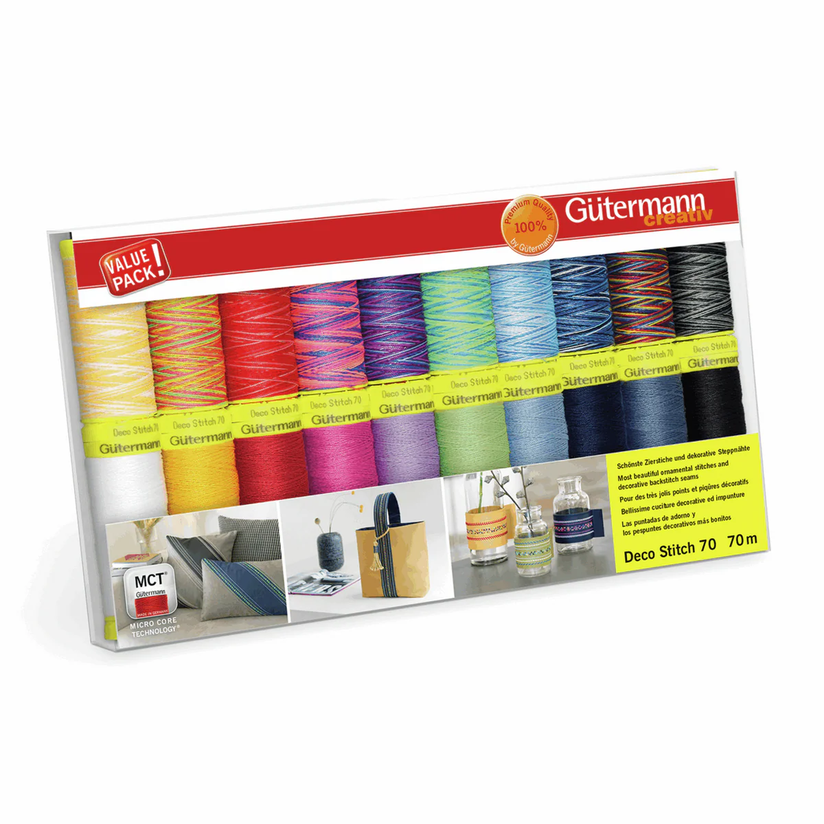 Gutermann Decorative Stitch Thread Set - 20 x 70m Reels - Assorted Colours 702165 1